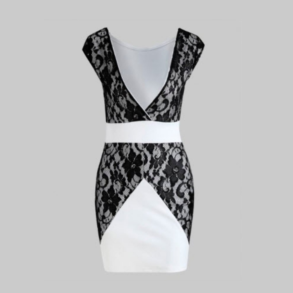 Women Lace Sleeveless Mini Dress White-M - Picture 10 of 10